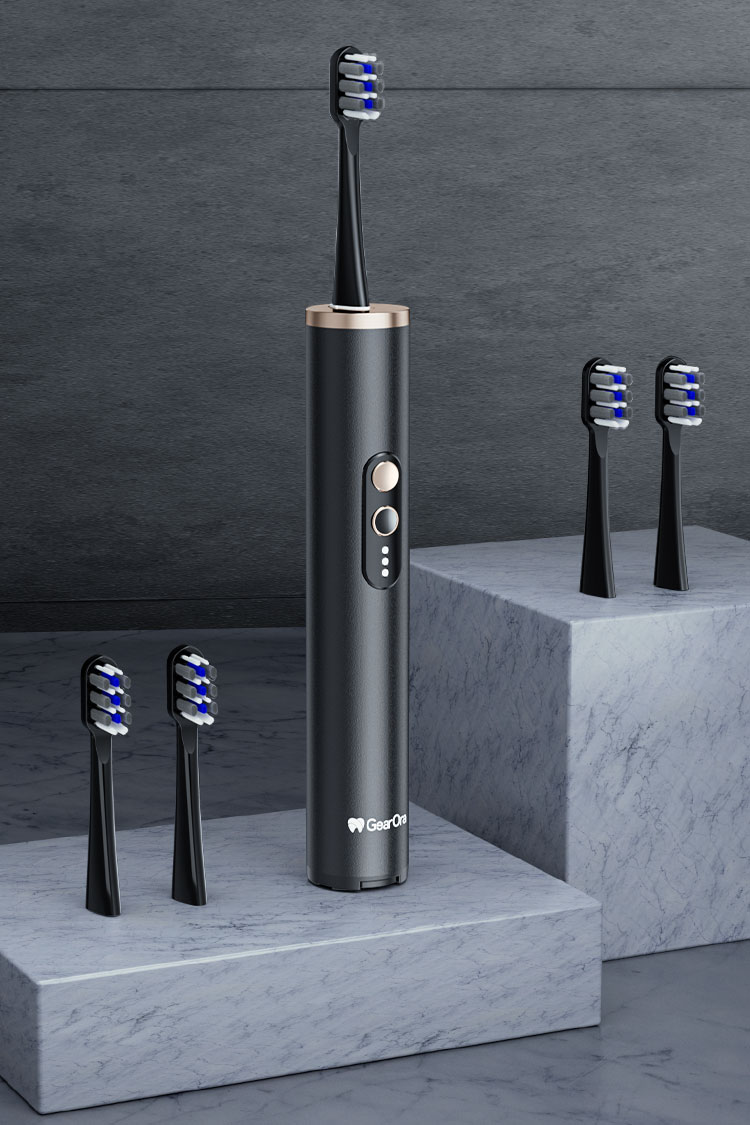 GearOra Portable Retractable Sterilizing Travel Electric Toothbrush Black