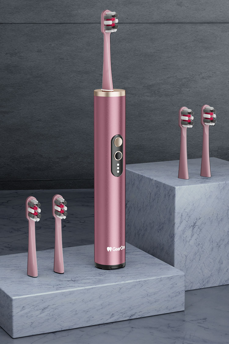 GearOra Portable Retractable Sterilizing Travel Electric Toothbrush Rose Gold