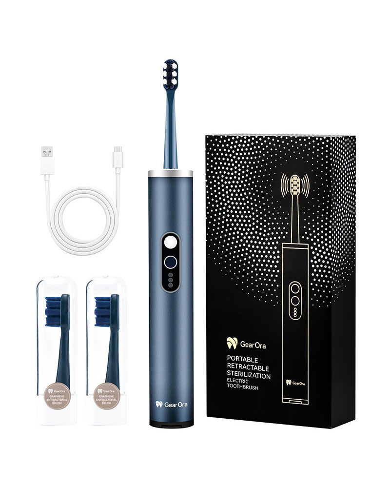 GearOra Portable Retractable Sterilizing Sonic Electric Toothbrush Blue